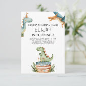 Invitation Dinosaur fête d'anniversaire pour enfants (Debout devant)