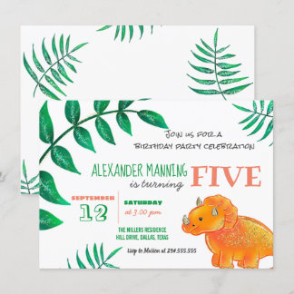 Invitation Dinosaur fête d'anniversaire | Tricératops d'Orang