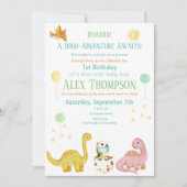 Invitation Dinosaur fête premier anniversaire (Devant)