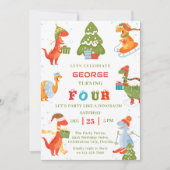 Invitation Dinosaur Fêtes d'hiver Noël fête d'anniversaire (Devant)