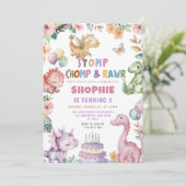 Invitation Dinosaur Fille Dino fête d'anniversaire (Debout devant)