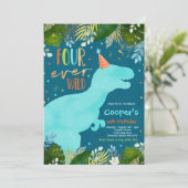 Invitation Dinosaur Four Ever Wild Boy Dinosaur 4e anniversai (Debout devant)