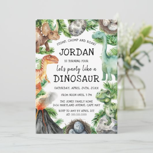 Invitation Dinosaur Fun Anniversaire (Debout devant)