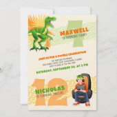 Invitation Dinosaur Gamer Joint Double Anniversaire Invitatio (Devant)