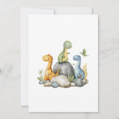 Invitation Dinosaur Hatching Bientôt Baby shower Garçon bleu (Dos)
