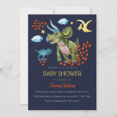 Invitation Dinosaur in watercolor Baby Shower invite (Devant)