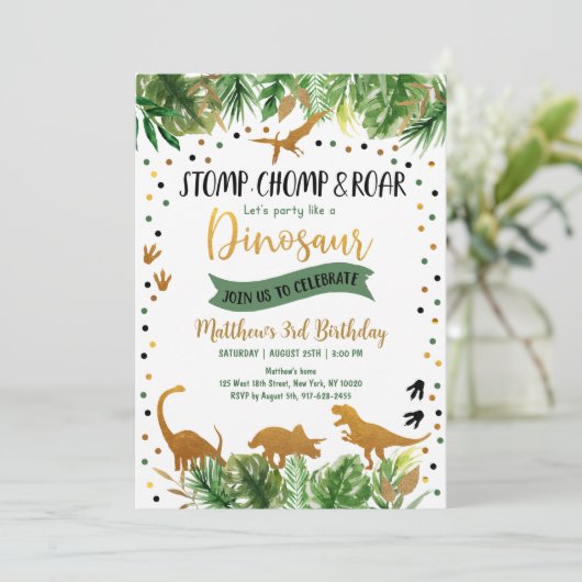 Invitation Dinosaur Jour de la verdure (Debout devant)