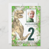 Invitation Dinosaur Jungle 2e fête d'anniversaire Photo (Devant)