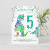 Invitation Dinosaur jungle 5e anniversaire fêter l'invitation (Debout devant)