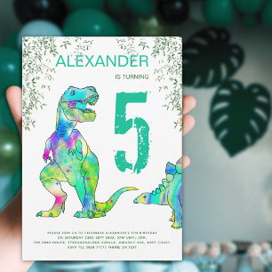 Invitation Dinosaur jungle 5e anniversaire fêter l'invitation