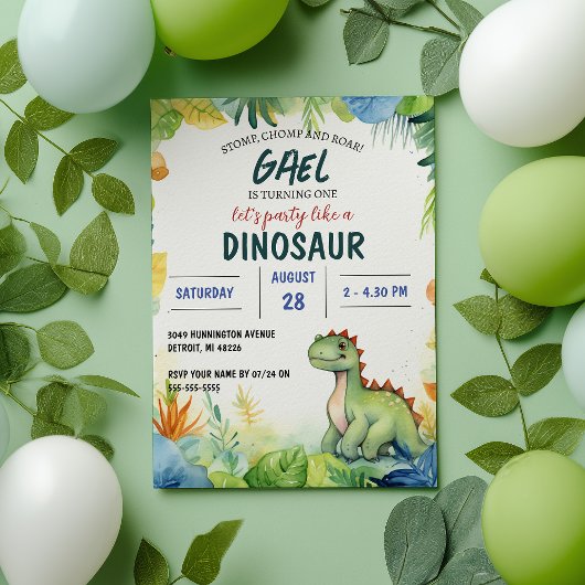 Invitation Dinosaur Jungle anniversaire de enfant