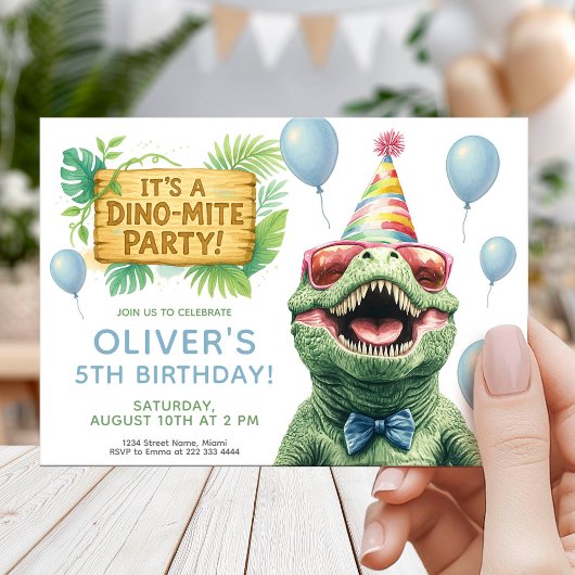 Invitation Dinosaur Jungle Party for Kids Birthday