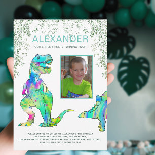 Invitation Dinosaur Jungle Photo fête d'anniversaire