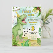 Invitation Dinosaur Jurassic Trois Rex 3e fête d'anniversaire (Debout devant)