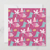 Invitation Dinosaur mignon rose moderne fête d'anniversaire (Dos)