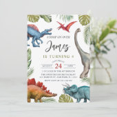 Invitation Dinosaur Modèle de fête d'anniversaire, Dinos (Debout devant)