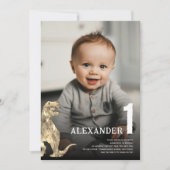 Invitation Dinosaur moderne 1er anniversaire fête Photo perso (Devant)