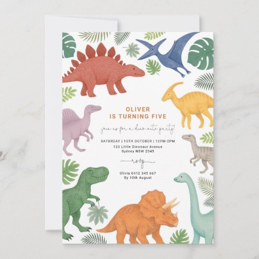 Invitation Dinosaur moderne Boy Birthday Party (Devant)