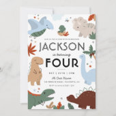 Invitation Dinosaur moderne fête d'anniversaire (Devant)