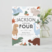 Invitation Dinosaur moderne fête d'anniversaire (Debout devant)