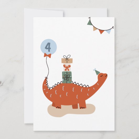 Invitation Dinosaur moderne fête d'anniversaire (Dos)