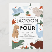 Invitation Dinosaur moderne fête d'anniversaire (Devant / Derrière)