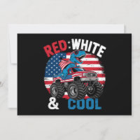 Dinosaur Monster Truck Dino 4 juillet Drapeau Garç