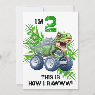 Invitation Dinosaur monstre camion anniversaire de enfant per