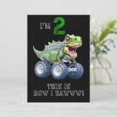 Invitation Dinosaur monstre camion anniversaire personnalisé (Debout devant)