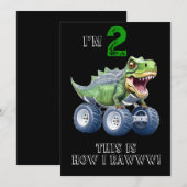 Invitation Dinosaur monstre camion anniversaire personnalisé (Devant / Derrière)