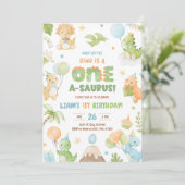 Invitation Dinosaur One-A-Saurus 1er Anniversaire Fête Invita (Debout devant)