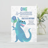 Invitation Dinosaur One A-Saurus 1er anniversaire fête T-Rex (Debout devant)