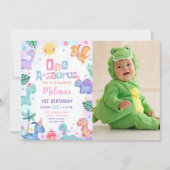 Invitation Dinosaur One-A-Saurus 1er anniversaire Photo (Devant)