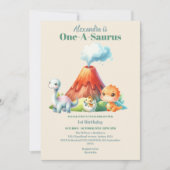 Invitation Dinosaur One-A-Saurus 1ère fête d'anniversaire (Devant)