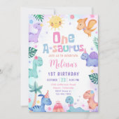 Invitation Dinosaur One-A-Saurus 1ère fête d'anniversaire (Devant)
