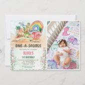 Invitation Dinosaur One-A-Saurus 1ère fête d'anniversaire Pho (Devant)