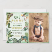 Invitation Dinosaur One-A-Saurus 1ère fête d'anniversaire Pho (Devant)