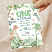 Invitation Dinosaur One-A-Saurus 1st Birthday Party