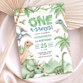 Invitation Dinosaur One-A-Saurus 1st Birthday Party
