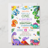 Invitation Dinosaur One-A-Saurus 1st Birthday Party (Devant)