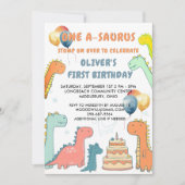 Invitation Dinosaur One-A-Saurus Boy 1st Birthday Party   (Devant)