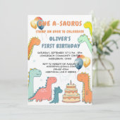 Invitation Dinosaur One-A-Saurus Boy 1st Birthday Party   (Debout devant)