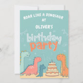 Invitation Dinosaur One-A-Saurus Boy 1st Birthday Party   (Dos)
