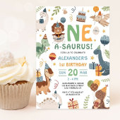 Invitation Dinosaur One A-Saurus Boy 1st Birthday Party 