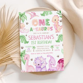 Invitation Dinosaur One-A-Saurus Fille 1er anniversaire