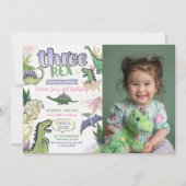 Invitation Dinosaur Parti à thème 3e anniversaire (Devant)