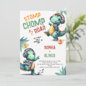 Invitation Dinosaur Parti Danse Drôle Amusant Jour d'annivers (Debout devant)