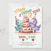 Invitation Dinosaur Parti Gâteau Amusant Jour d'anniversaire (Devant)