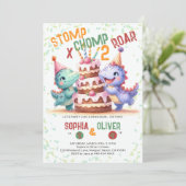 Invitation Dinosaur Parti Gâteau Amusant Jour d'anniversaire (Debout devant)