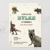 Invitation Dinosaur Party Animals Kids Birthday (Devant / Derrière)